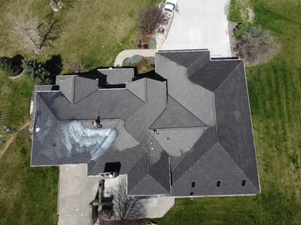 House roof cleaning aerial view- Roof Rejuvenate pros